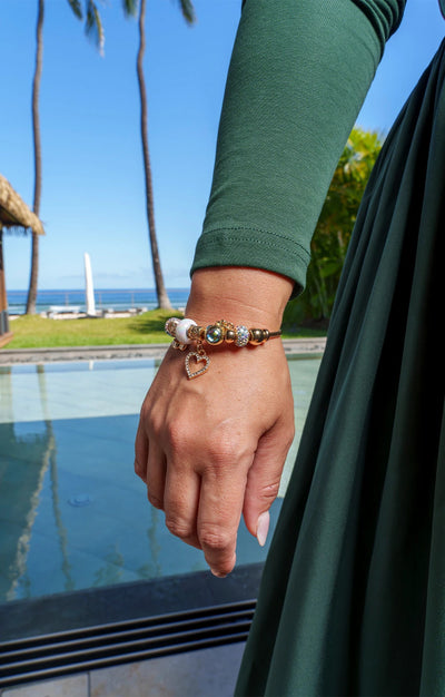 BRACELET ACIER COEUR CHARMS