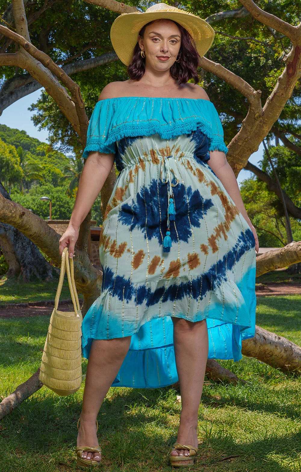 ROBE TYE DYE A VOLANT