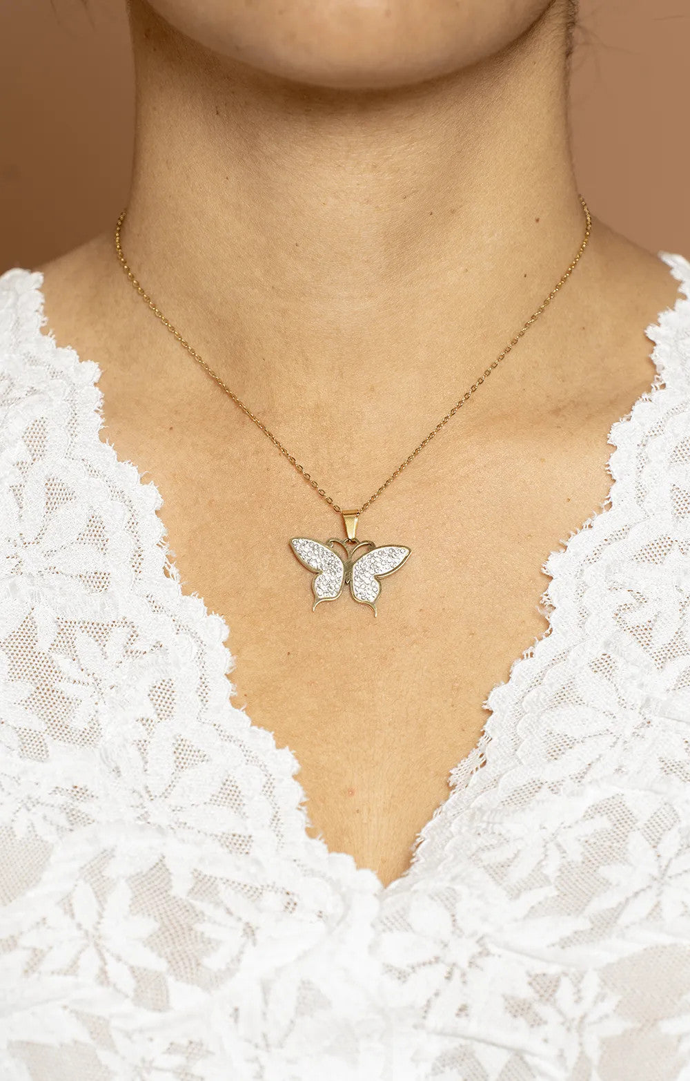 COLIER PAPILLON DIAM ACIER