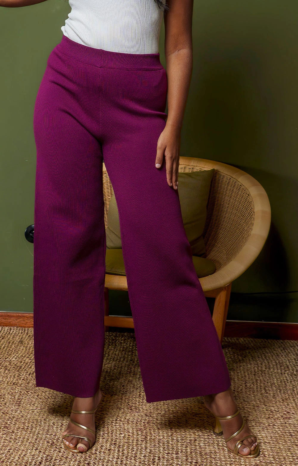 PANTALON LARGE MAILLE