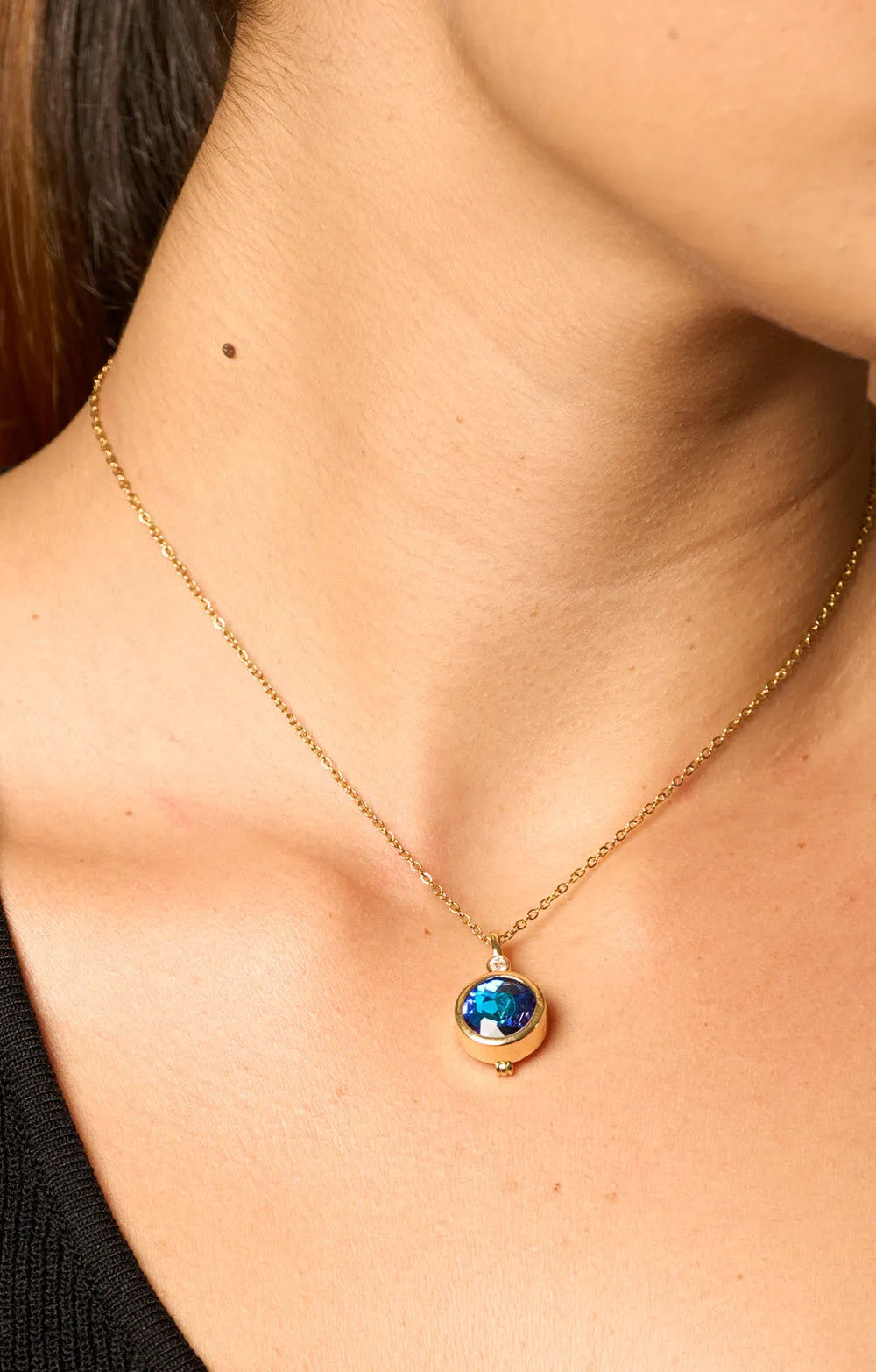 COLLIER ACIER PIERRE BLEU