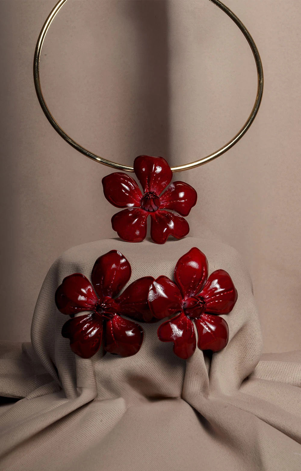 PARRURE FLEUR BORDEAU