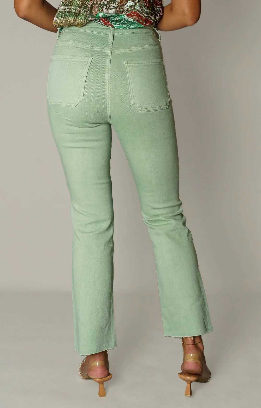 JEANS MENTHE BRODEE