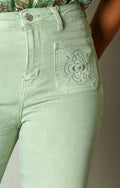 JEANS MENTHE BRODEE