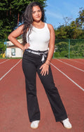 JEANS LARGE NOIR + FOULARD
