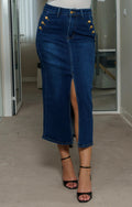 LONGUE JUPE JEANS FENDU